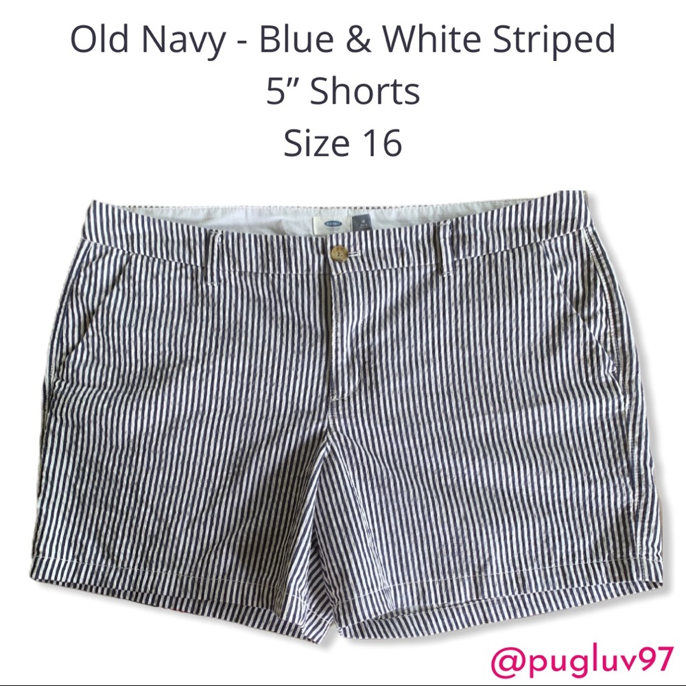 EUC Old Navy 5.5” Blue Striped Everyday Shorts 16